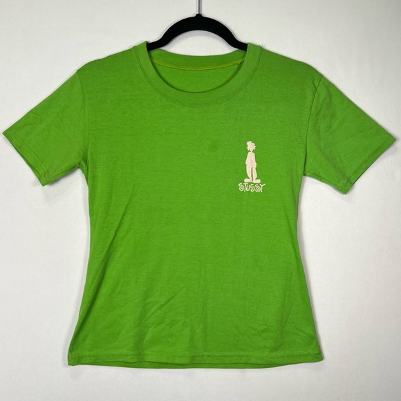 Vintage Stussy Graphic T Shirt Short Sleeve Green & White size Small - Picture 1 of 9